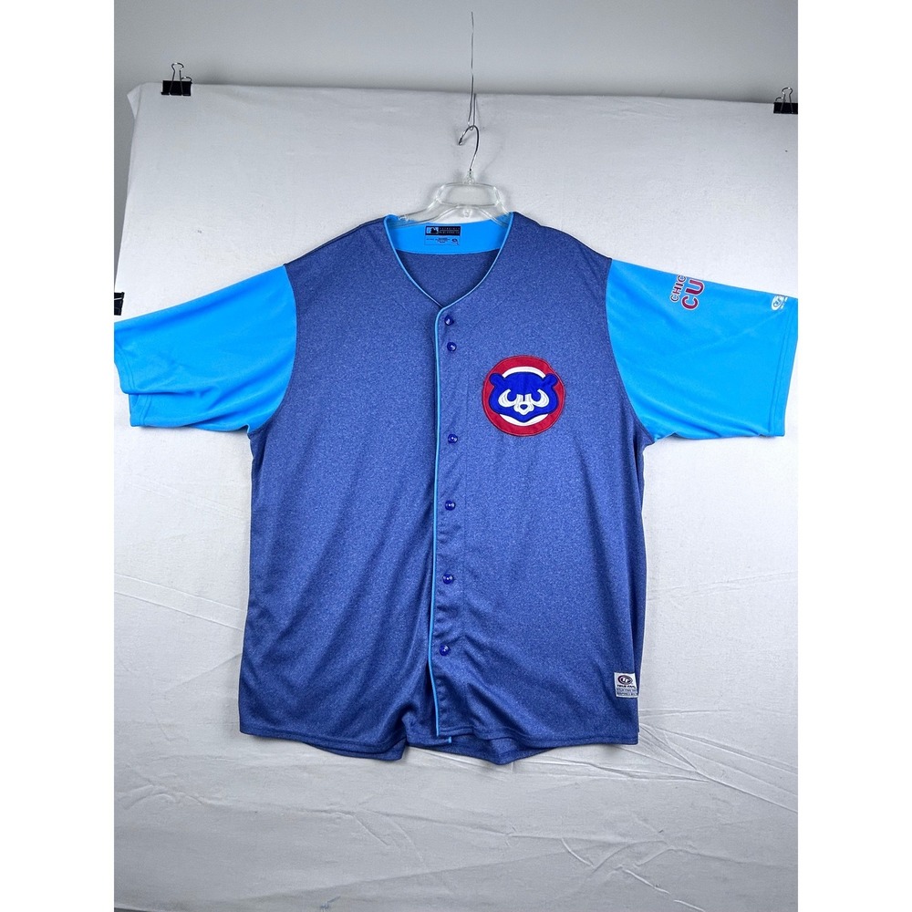 True Fan Chicago Cubs MLB Baseball Jersey Blue Heathered 3XL 84573X Mens